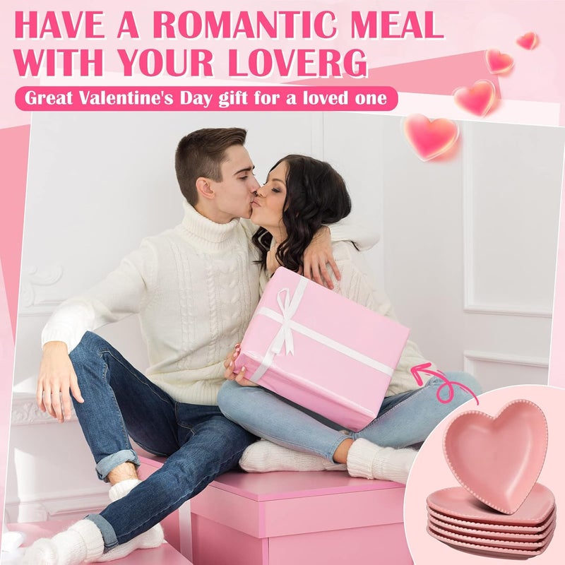 Meanplan 12 pcs Heart Shaped Plates Ceramic Salad 69 Inches Ceramic Graduation Plates Dinner Heart Shaped Serving Dish Dessert Elegant for Kitchen Steak SnacksPink - Image 5