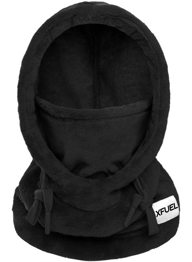 XFUEL Balaclava Ski Mask, Winter Thermal Hood Neck Warmer, Plush Lined, Windproof, Black, One size - Image 1