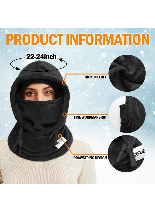 XFUEL Balaclava Ski Mask, Winter Thermal Hood Neck Warmer, Plush Lined, Windproof, Black, One size - Image 3