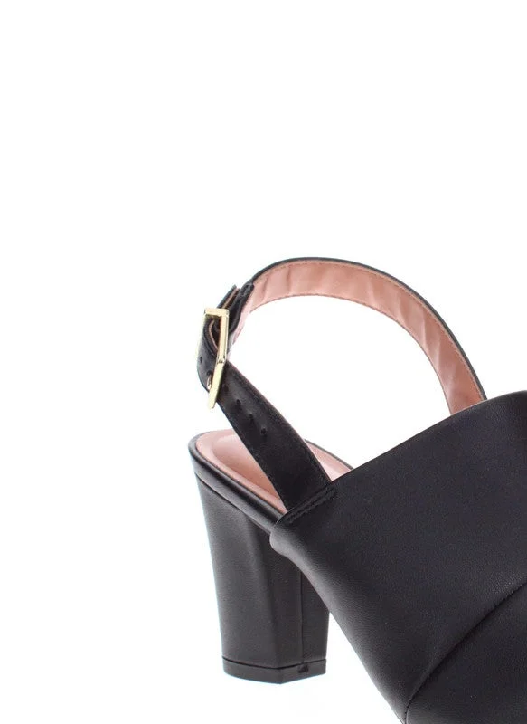 VIZZANO Black Mid Heels Sandals for Women – Sling Back Heel Sandals for Girls with Ankle Strap for Women | Best Price UAE