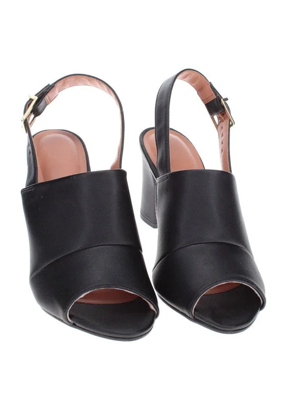 VIZZANO Black Mid Heels Sandals for Women – Sling Back Heel Sandals for Girls with Ankle Strap for Women | Best Price UAE