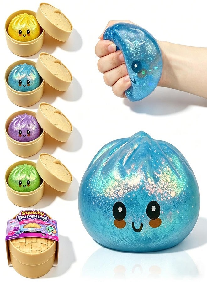 Anditoy Dumpling Stress Balls Glitter Squishy Toys Giant Squishy Mystery Box Squeeze Toys for Adults Stress Relief Desk Toys Kids Party Favors Birthday Gifts (Blue) - Image 1