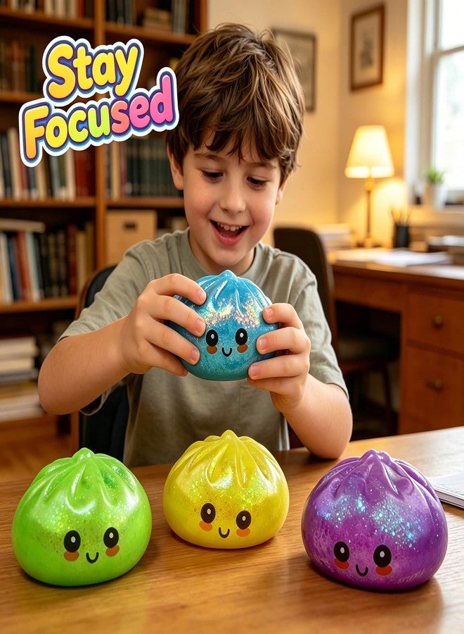 Anditoy Dumpling Stress Balls Glitter Squishy Toys Giant Squishy Mystery Box Squeeze Toys for Adults Stress Relief Desk Toys Kids Party Favors Birthday Gifts (Blue) - Image 3