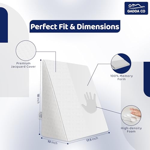GADDA CO 7-in-1 Memory Foam Wedge Pillow | Cushion for Sleeping, Sitting & Acid Reflux Relief | High Resilience Orthopedic Foam | Leg Elevation, Pregnancy & GERD Support | White | Pack of 1 - Image 4