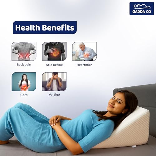 GADDA CO 7-in-1 Memory Foam Wedge Pillow | Cushion for Sleeping, Sitting & Acid Reflux Relief | High Resilience Orthopedic Foam | Leg Elevation, Pregnancy & GERD Support | White | Pack of 1 - Image 2
