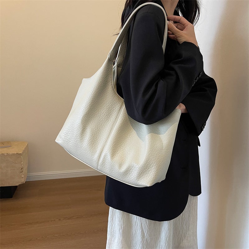 Korean Style Large-Capacity Bag For Women, Versatile Fashion Retro Shoulder Bag, Textured Class Commuting Bag - Image 5