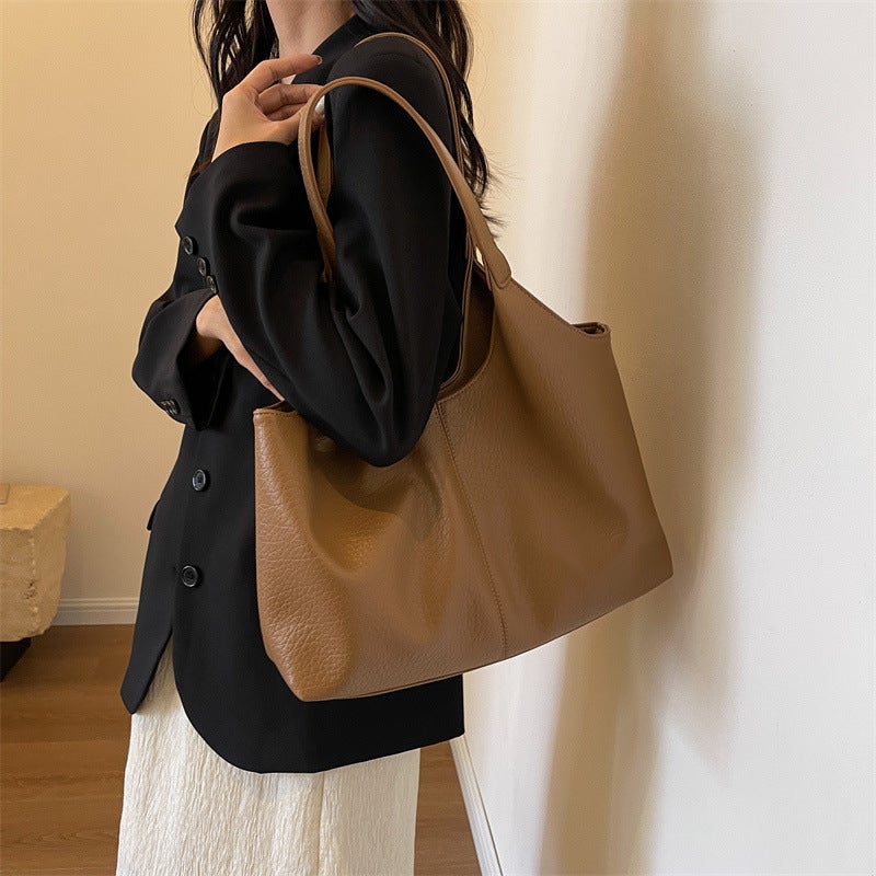 Korean Style Large-Capacity Bag For Women, Versatile Fashion Retro Shoulder Bag, Textured Class Commuting Bag - Image 2
