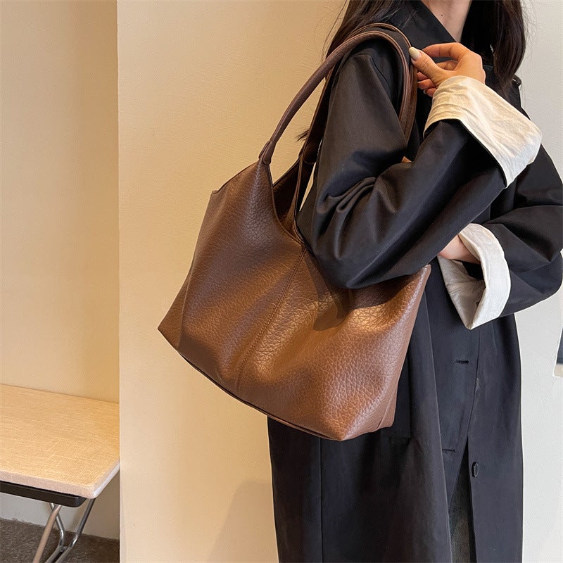 Korean Style Large-Capacity Bag For Women, Versatile Fashion Retro Shoulder Bag, Textured Class Commuting Bag - Image 3
