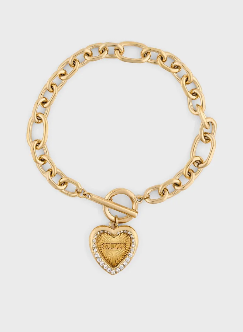 GUESS Heart & T-Bar Chain Bracelet