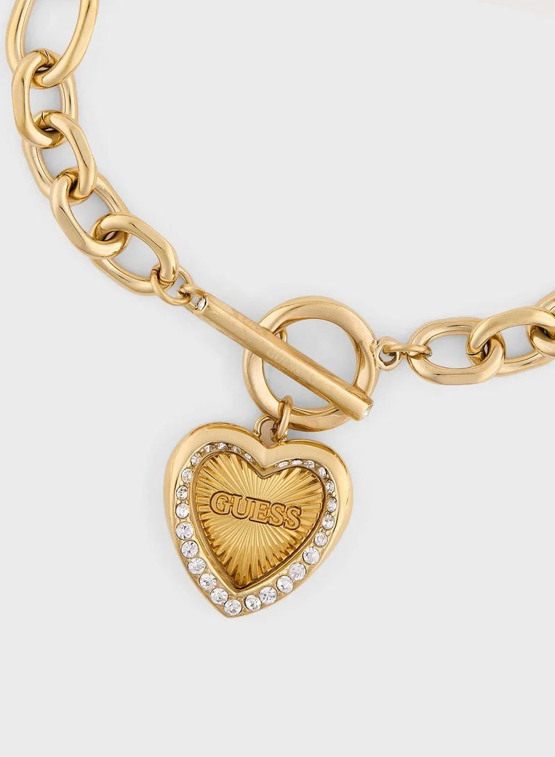 GUESS Heart & T-Bar Chain Bracelet