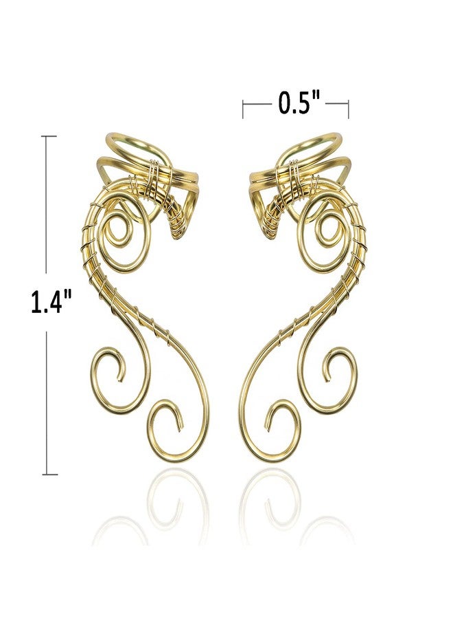 OwMell Handmade Ear Cuff Earrings, OwMell Elf Ear Cuffs No Piercing Hypoallergenic Simple Rolled Earrings Fantasy Costume for Party Wearing - Gold - Image 5