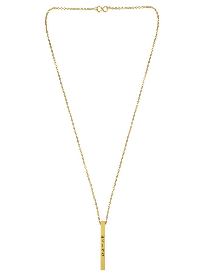 Memoir Brass Goldplated Bar shape King Fashion pendant Men Jewellery (PCKL0615) - Image 2