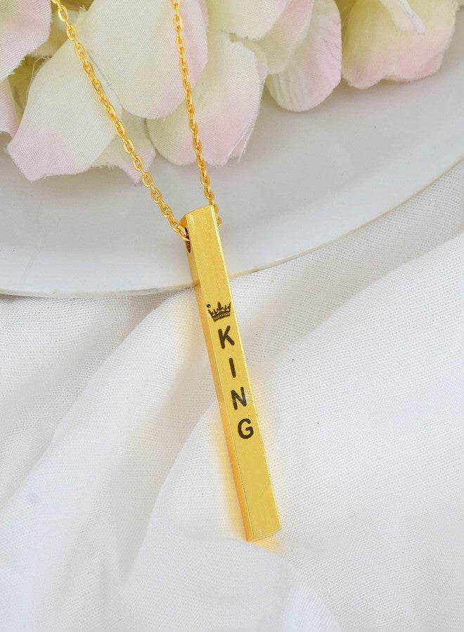 Memoir Brass Goldplated Bar shape King Fashion pendant Men Jewellery (PCKL0615) - Image 4