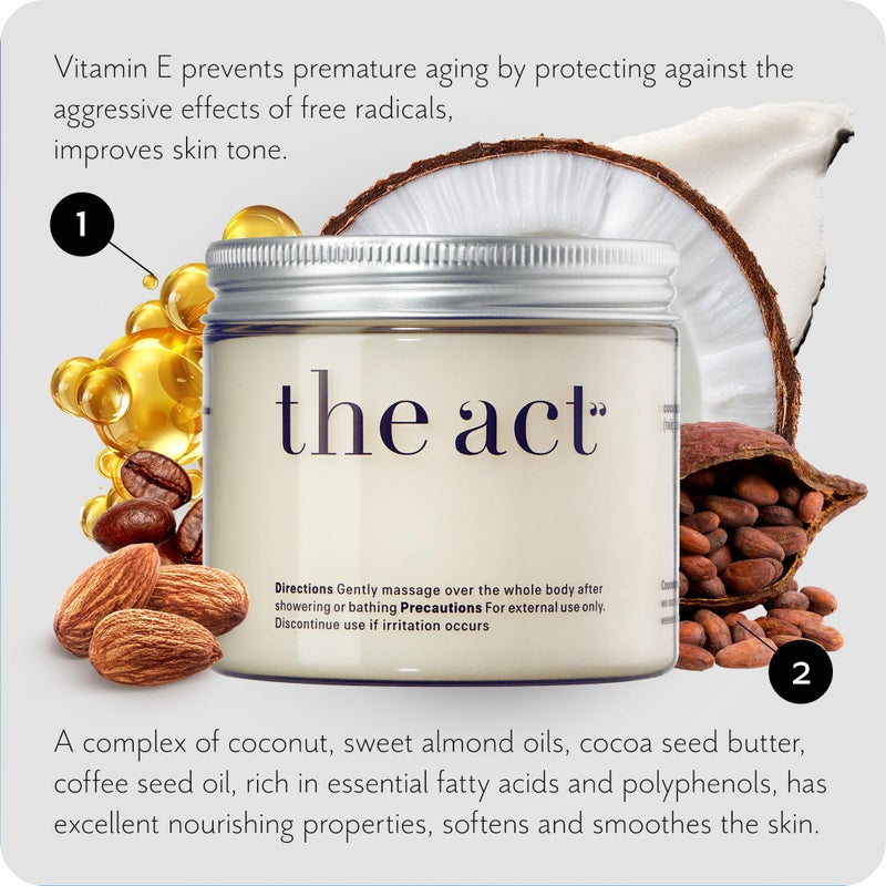 THE ACT Solid Coconut Body Butter â€“ Organic Vegan Moisturizer with Shea & Almond Oils â€“ Melts in Hands â€“ Massage Balm for Dry Skin â€“ Natural Skincare for Women & Men â€“ 6 oz with Spatula - Image 5