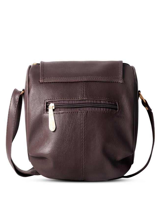 Nyfee Women's Sling Bag with Detachable Coin Pouch, Adjustable Belt, Multiple Compartments, Polyester Lining (Dark Brown) - Image 3