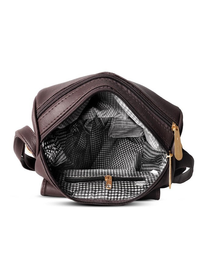 Nyfee Women's Sling Bag with Detachable Coin Pouch, Adjustable Belt, Multiple Compartments, Polyester Lining (Dark Brown) - Image 4
