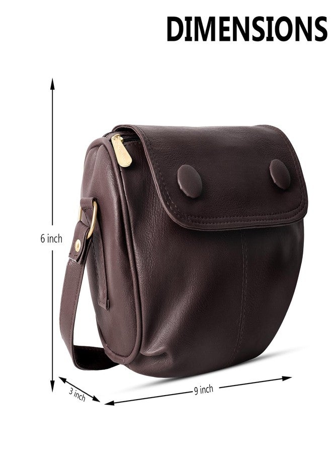 Nyfee Women's Sling Bag with Detachable Coin Pouch, Adjustable Belt, Multiple Compartments, Polyester Lining (Dark Brown) - Image 2