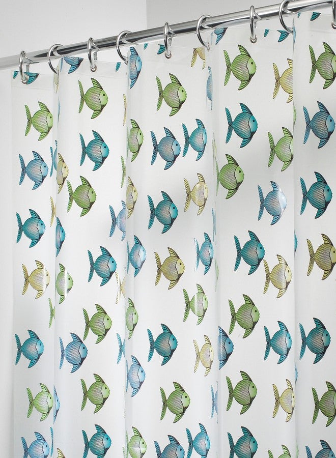 InterDesign 27780 Shower Curtain, Blue/Green Fish, Clear, 72 x 72-in. - Quantity 1