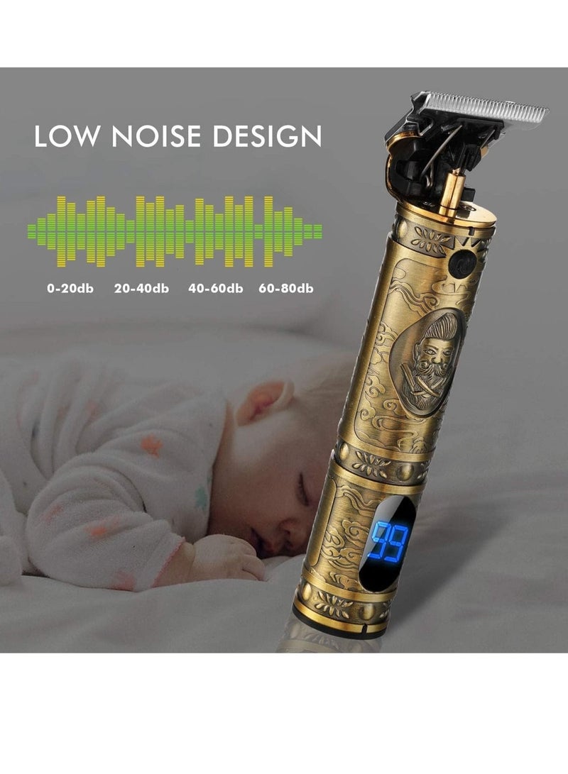 مقص شعر محدث لحلاقة اللحية للرجال، مقصات كهربائية احترافية تعمل بالUSB، مقصات قص الشعر بشفرة T، مقصات ذهبية، مقصات Pro Li بدون سلك، أداة تحديد بدون فراغ قابلة لإعادة الشحن، مقص قديم مع شاشة LED - Image 4