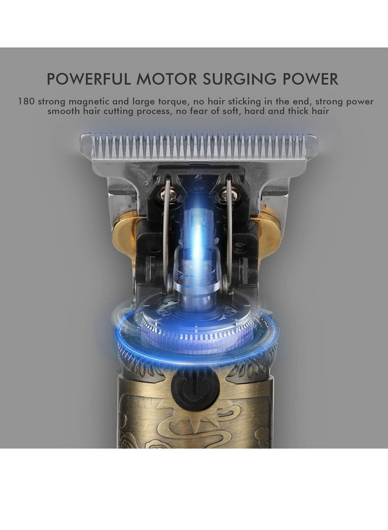 مقص شعر محدث لحلاقة اللحية للرجال، مقصات كهربائية احترافية تعمل بالUSB، مقصات قص الشعر بشفرة T، مقصات ذهبية، مقصات Pro Li بدون سلك، أداة تحديد بدون فراغ قابلة لإعادة الشحن، مقص قديم مع شاشة LED - Image 2