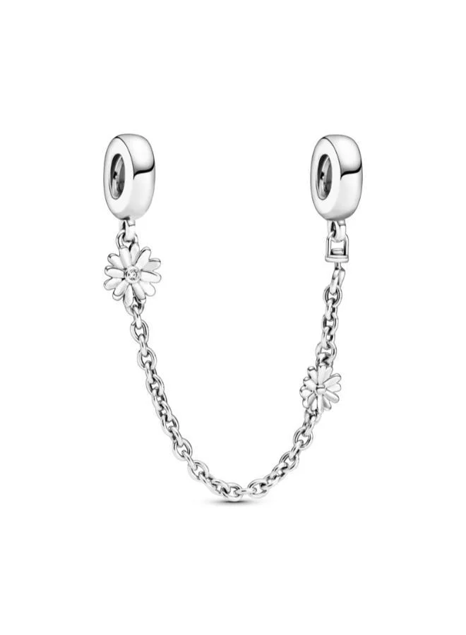 PANDORA Daisy sterling silver safety chain with clear cubic zirconia