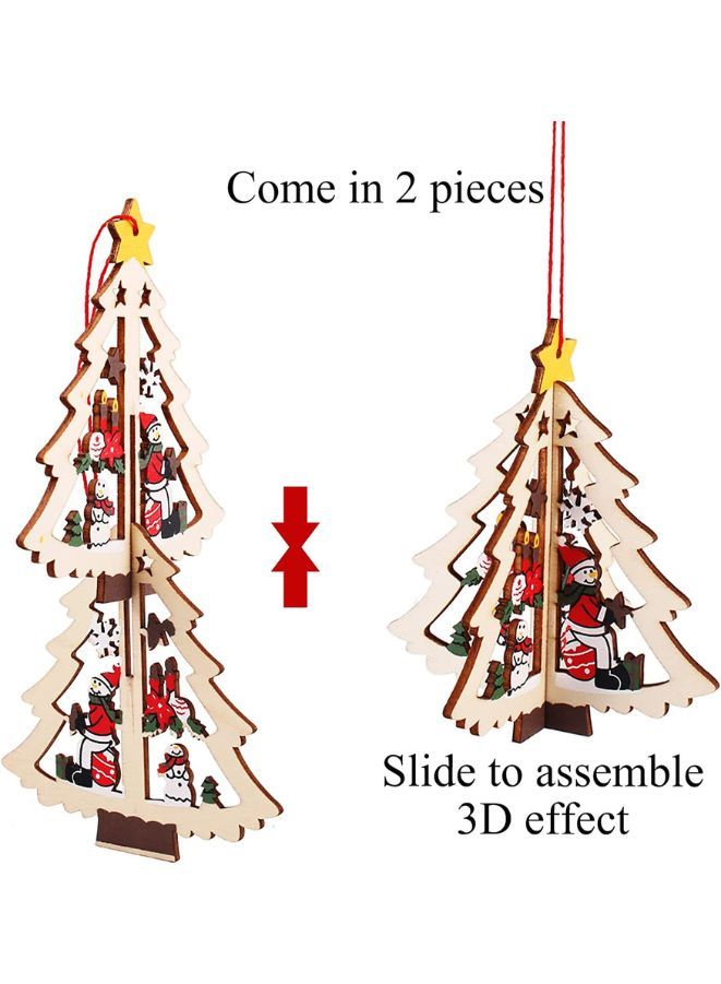 Christmas Tree Pendants Wooden Hollow 3D Ornaments for Party Decoration Star  - Image 3