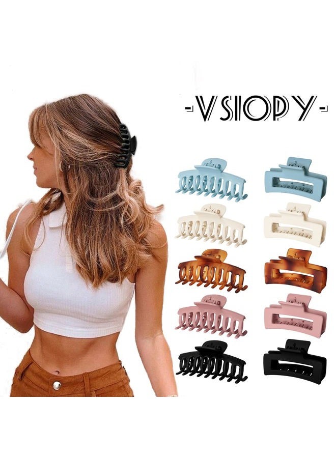 Vsiopy Big Hair Claw Clips for Women Thick Hair Nonslip Medium Large Claws Clip for Thin Hair, 5 Pack Hair Clamps, 5 Pack Square Hair Claws Strong Hold Hair Jaw Clips - Image 2