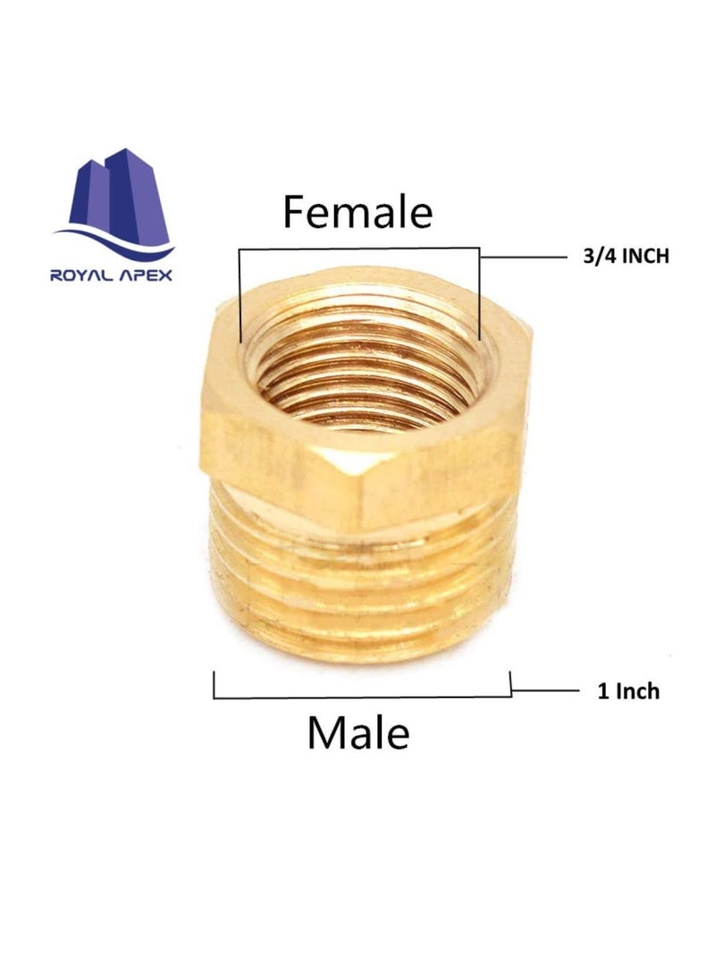Pack of 2 Brass Reducer BSP Male Thread to BSP Female Thread Reducing Bush Hex Reducer Bushing Hose Pipe Fitting Connector Adapter 1''X1/2''