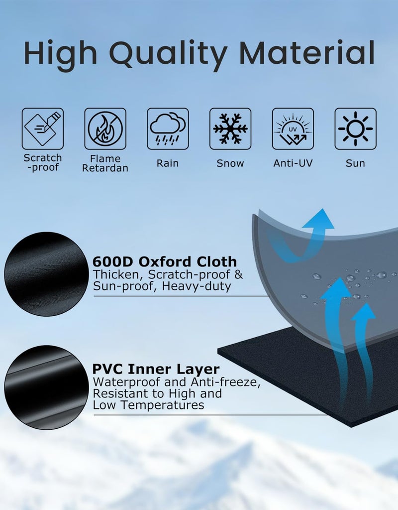 MarisFlow Windshield Cover for Ice & Snow, Heavy-Duty 600D Oxford Fabric, Universal Fit for Cars, SUVs, Trucks, Vans, RVs, Waterproof Frost Wind Resistant Winter Windshield Protector (69"Ã—42") - Image 4