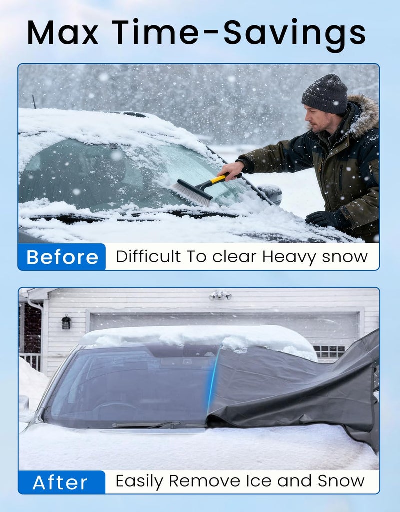 MarisFlow Windshield Cover for Ice & Snow, Heavy-Duty 600D Oxford Fabric, Universal Fit for Cars, SUVs, Trucks, Vans, RVs, Waterproof Frost Wind Resistant Winter Windshield Protector (69"Ã—42") - Image 3