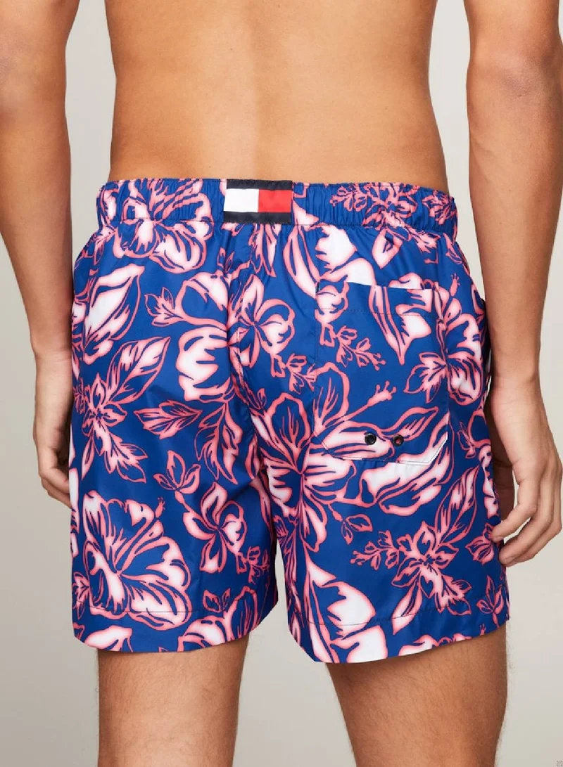 TOMMY HILFIGER Print Drawstring Mid Length Swim Shorts,