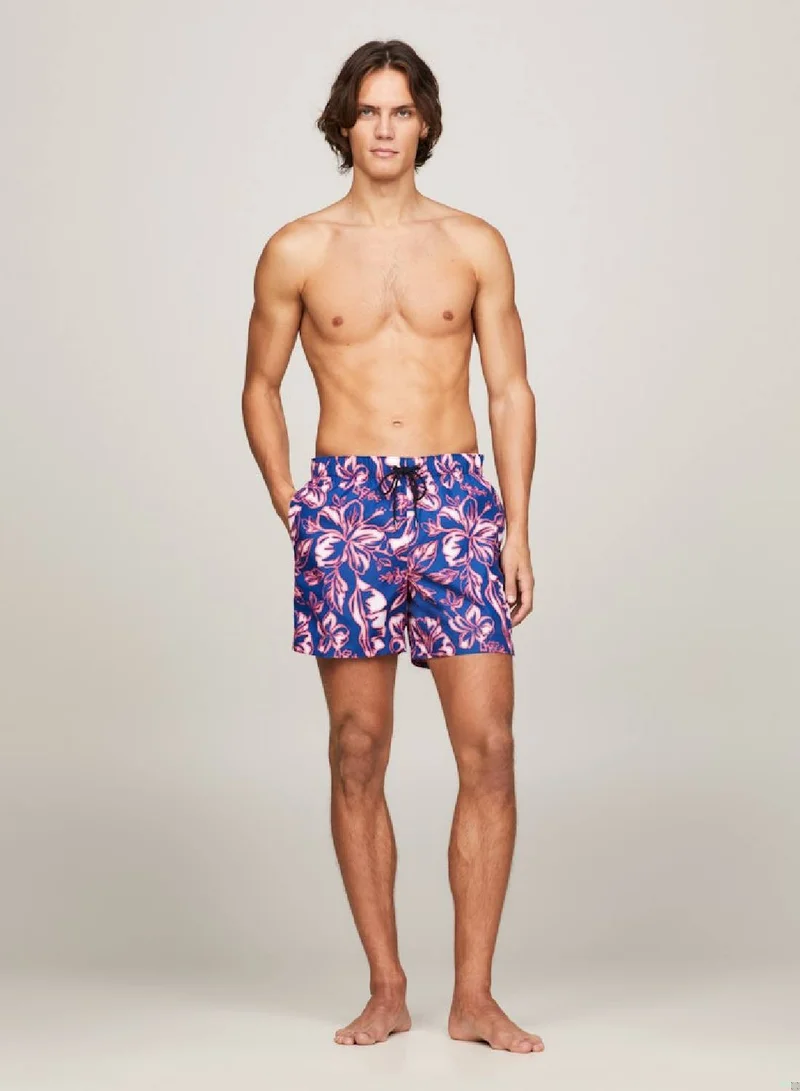 TOMMY HILFIGER Print Drawstring Mid Length Swim Shorts,