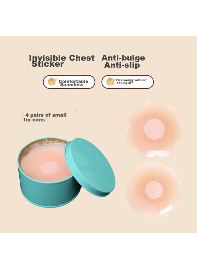 XUEXIMAN Xueximan 4 Pairs Of Nipple Covers, Antibacterial, Anti-nipple Show, Breast Pads For Wedding Dresses, Women's Spaghetti Straps, Thin For Spring And Summer, Anti-exposure, Seamless Silicone Bra Pads  - Image 2