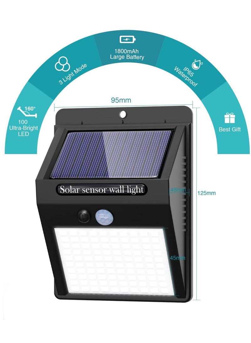 2 Pack Outdoor Solar Motion Lights, 3 Modes Solar Security Lights, Wireless IP65 Waterproof Solar Motion Sensor Lights, Solar Wall Lights, Outdoor Lights for Front Door, Backyard, Garage, Patio - Image 2