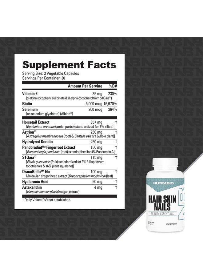 NutraBio Hair Skin Nails Vitamins| Enhanced Collagen Support | Skin Hydration | for Men & Women with Biotin, Keratin, Hyaluronic Acid & More- 90 Capsules - Image 5