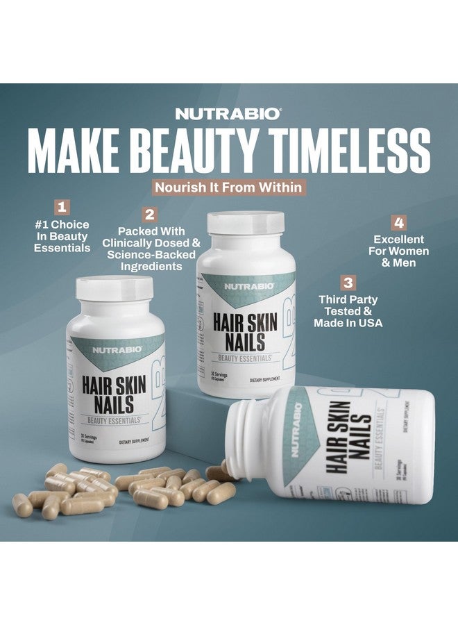 NutraBio Hair Skin Nails Vitamins| Enhanced Collagen Support | Skin Hydration | for Men & Women with Biotin, Keratin, Hyaluronic Acid & More- 90 Capsules - Image 4