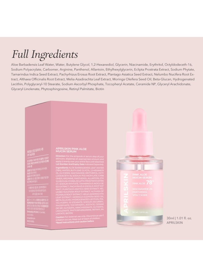 APRILSKIN 2-PACKS Pink Aloe Mucin Serum | 78% Pink Aloe + 2% Niacinamide Hydrating Soothing Brightening for All Skin Types 30ml*2 - Image 4