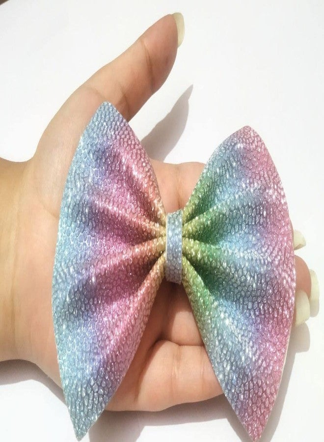 BRIKSHI Large Glitter Hair Bows Ties for Girls Women Silk-Stylish French Bow Hair Clip Bowknot Hair Barrettes Bow (MULTICOLORED) color Pack Of 4 - Image 4