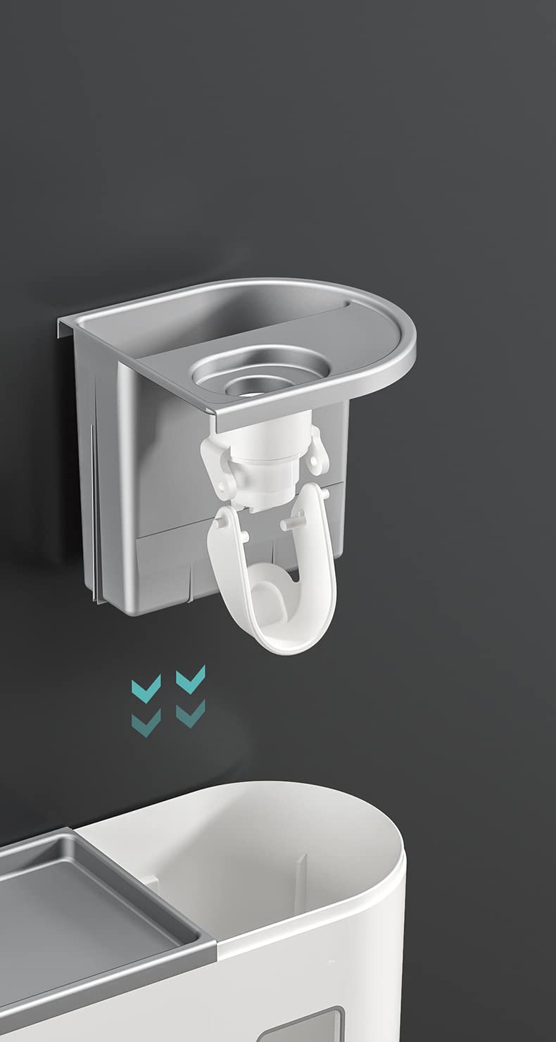 AMULAKH Automatic Toothpaste Dispenser Hands Toothpaste Holder Wall Mounted Toothpaste Set Magnetic Toothbrush Holder Squeezer Kit DustProof Plastic White - Image 5