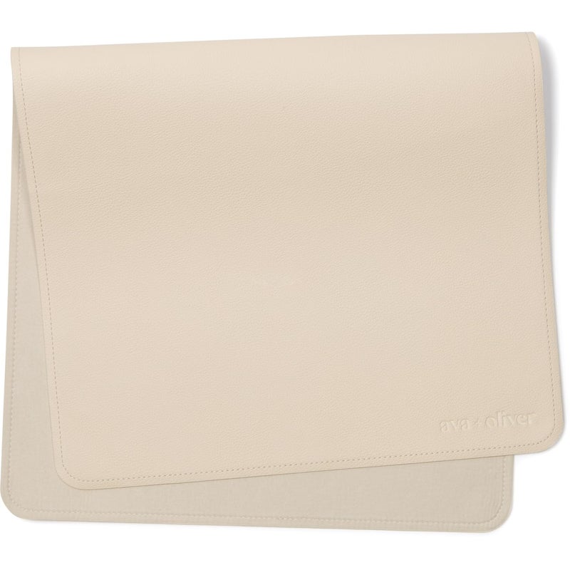 Ava + Oliver Vegan Leather Baby Changing Mat (16 X 30 in) - Multipurpose Wipeable and Portable Diaper Changing Pad - Foldable for Travel (Cream) - Image 1