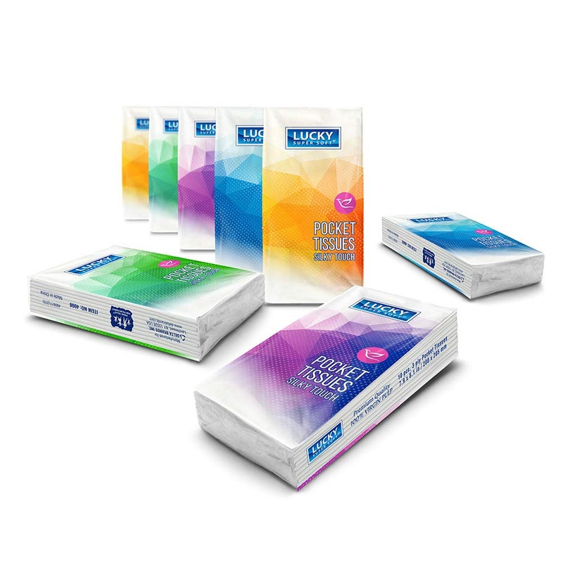 lucky super soft Premium Facial Tissues, Travel and Pocket Size, Bulk (192 Packs), 10 Tissues per Pack (1,920 Tissues Total) - Image 2