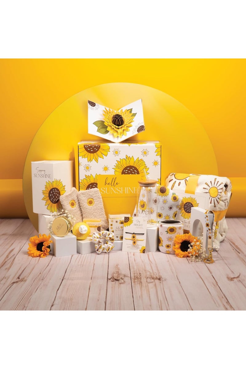MissTiara سلة هدايا للنساء - مجموعة هدايا عيد الميلاد تحتوي على 15 عنصر هدية ملهمة، حزمة رعاية سبا مريحة للنساء، هدايا صداقة، هدايا للنساء، هدايا الشمس والعافية لها - Image 3