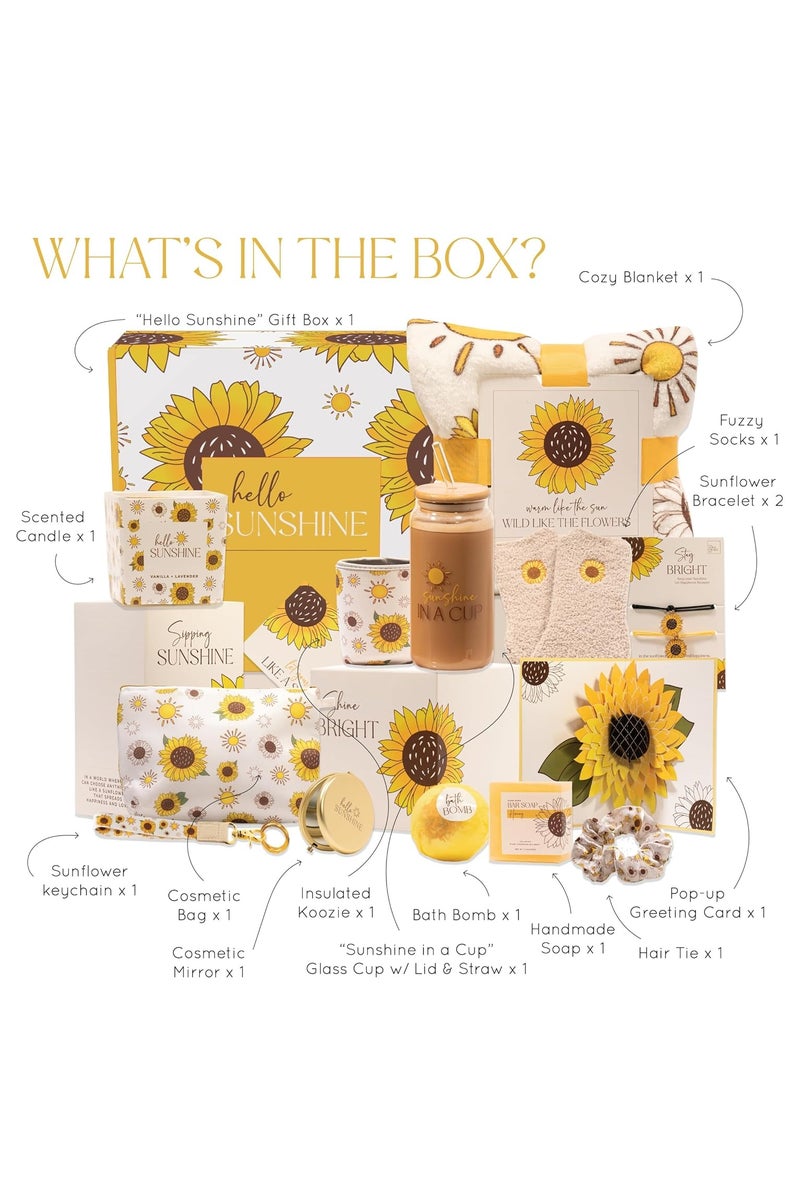 MissTiara سلة هدايا للنساء - مجموعة هدايا عيد الميلاد تحتوي على 15 عنصر هدية ملهمة، حزمة رعاية سبا مريحة للنساء، هدايا صداقة، هدايا للنساء، هدايا الشمس والعافية لها - Image 2