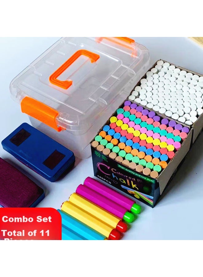 YUJA Yujie 11 Colors 200 Pieces White Colored Chalk Set Children'S Graffiti Pen Dust-Free Chalk Teaching Blackboard Special Chalk - Image 1