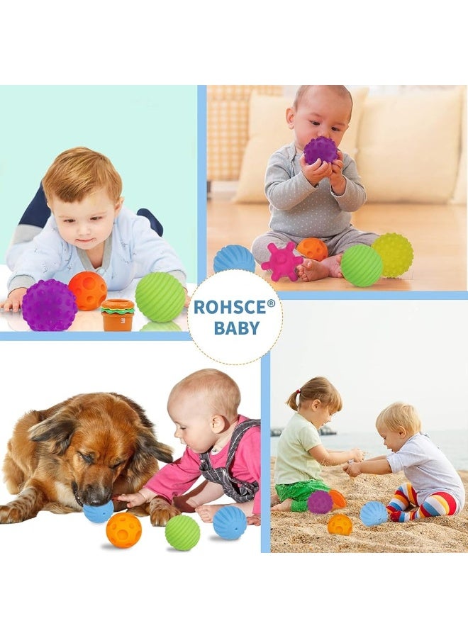 ROHSCE Baby Textured Multi Sensory Toys Massage Ball Gift Set BPA Free for Toddlers 1-3 Soft Balls Montessori Infant Baby Toys 6 to 12 Months 6 Pack - Image 1