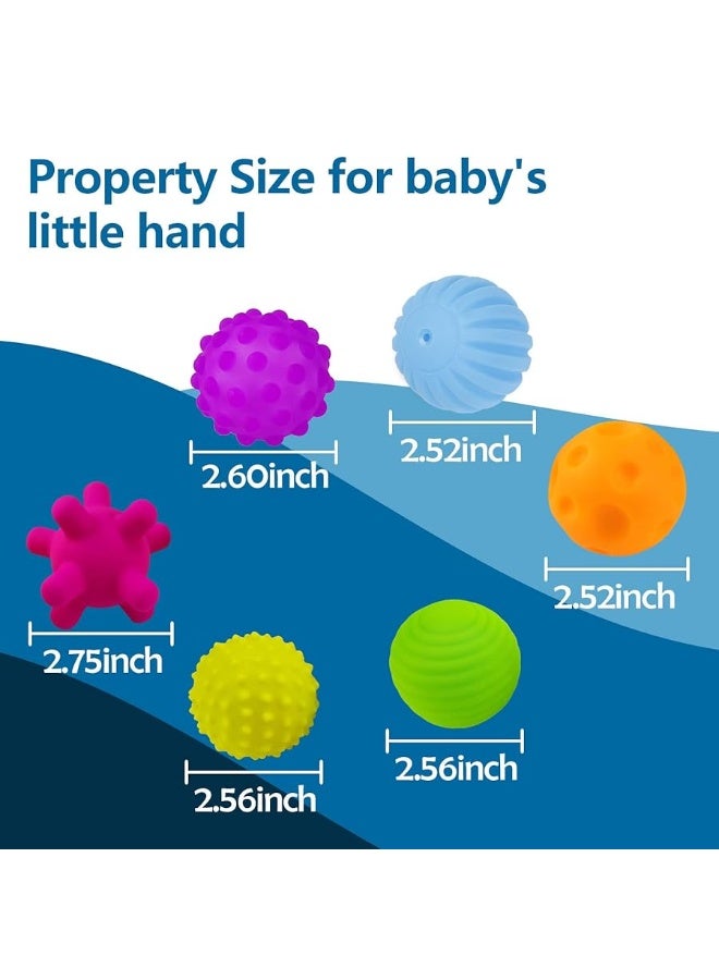 ROHSCE Baby Textured Multi Sensory Toys Massage Ball Gift Set BPA Free for Toddlers 1-3 Soft Balls Montessori Infant Baby Toys 6 to 12 Months 6 Pack - Image 2