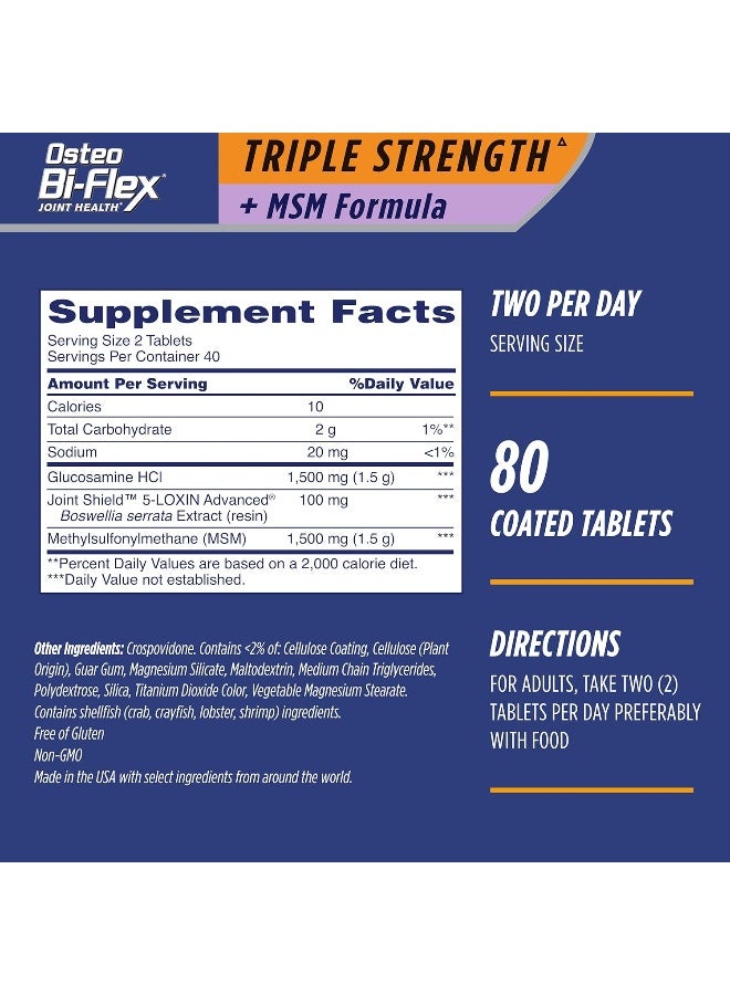 Osteo Bi-Flex Triple Strength W/Msm 80 Coated Tablets - Image 2