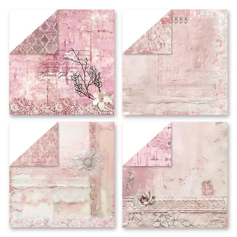 iKammo Pink Lace Scrapbook Paper Vintage Flower Pattern Papers Pad 12Ã—12,24 Sheets Double-Sided Bobo Floral Scrapbooking CardStock Paper Pad for Holiday Cardmaking DIY Origami Papers. - Image 5