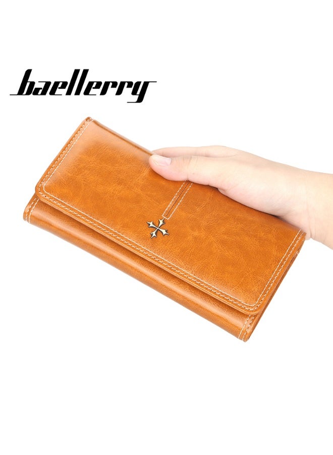 بايلليري محفظة Pu النسائية الطويلة مع سحاب محفظة يدوية (برتقالية) - Image 1