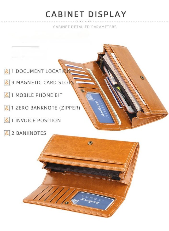 بايلليري محفظة Pu النسائية الطويلة مع سحاب محفظة يدوية (برتقالية) - Image 5